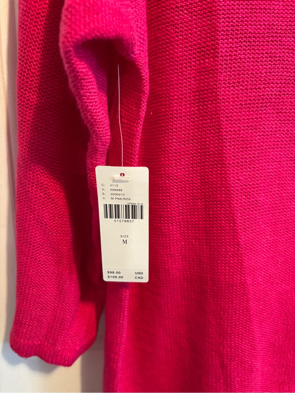 NWT Anthropologie Mayfield Knit Linen Blend Sweater in Hot Pink - Picture 3 of 6